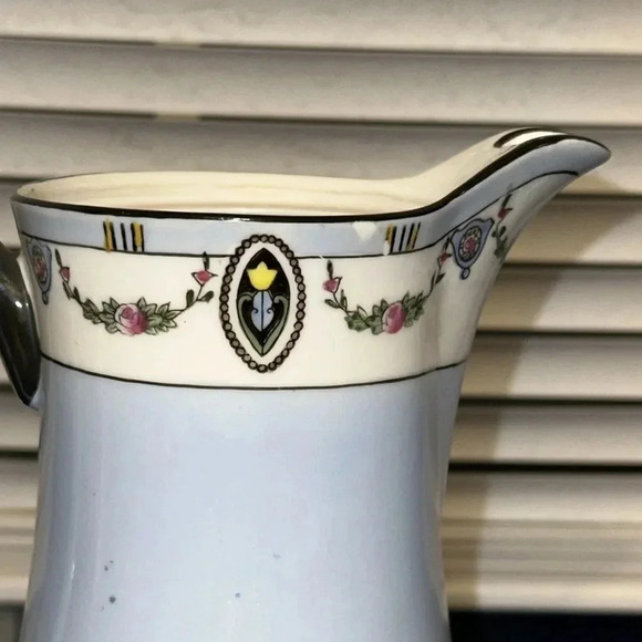 Antique Vintage Noritake Morimura Light Blue & Black Coffee Pot Made in Japan - Picture 13 of 16